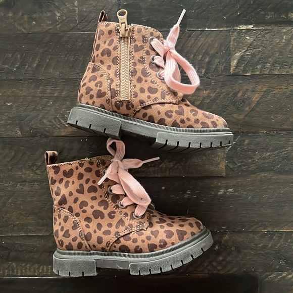 Toddler Girls' Amaya Leopard Print Zipper Lace-Up Combat Boots Cat & Jack - Picture 3 of 6